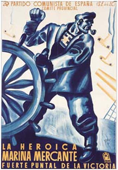Cartel patriótico del Partido Comunista dedicado a la Marina Mercante