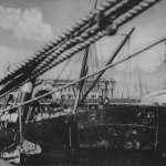 El vapor S.S. Stancroft hundido tras uno de los bombardeos aéreos de Barcelona